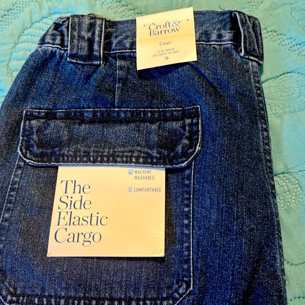 Croft & barrow cargo denim shorts 34 new